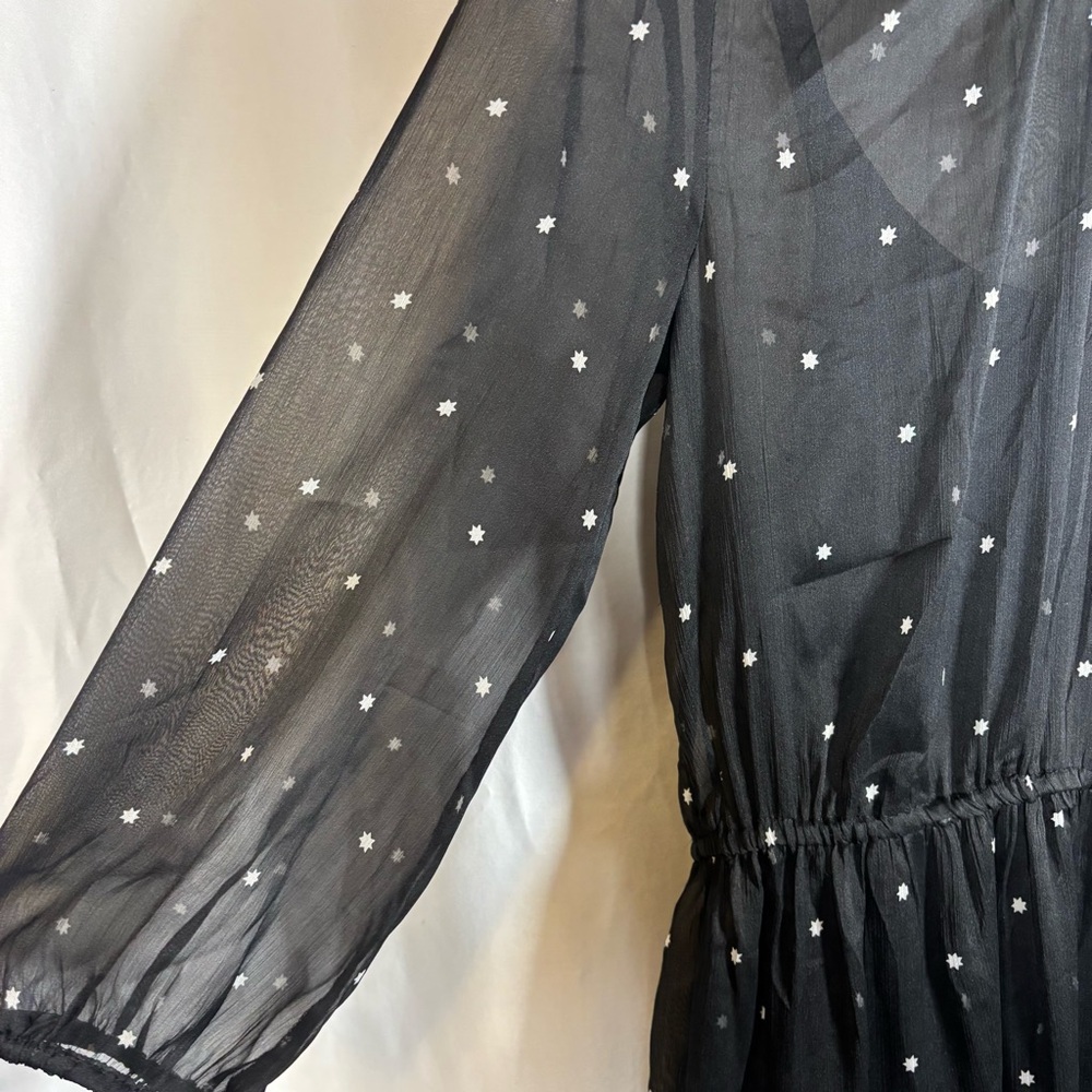 NWT Old Navy Dress Black White Stars Chiffon Lined Midi Women’s Size Small - Picture 3 of 11